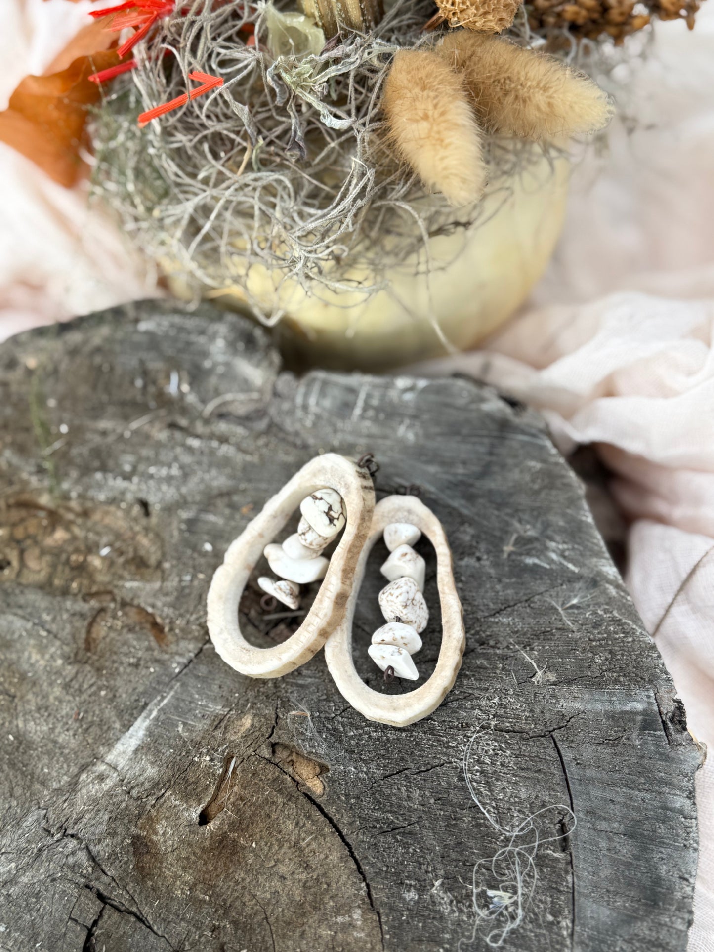 White elk horn earrings
