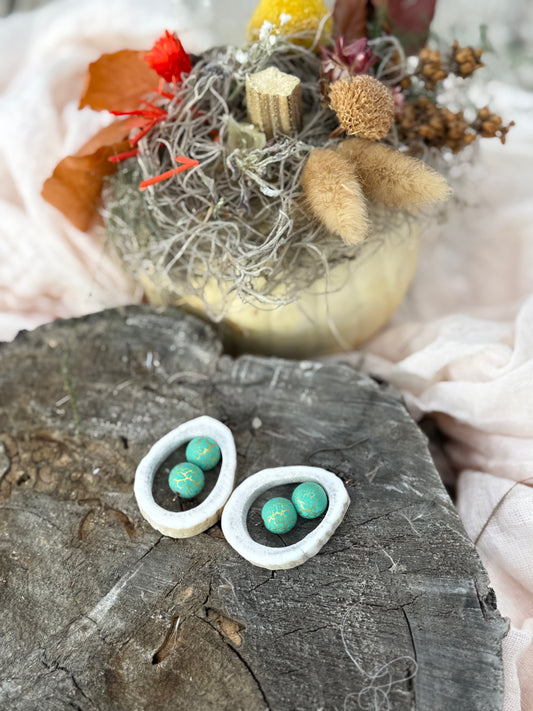 Green elk horn earrings