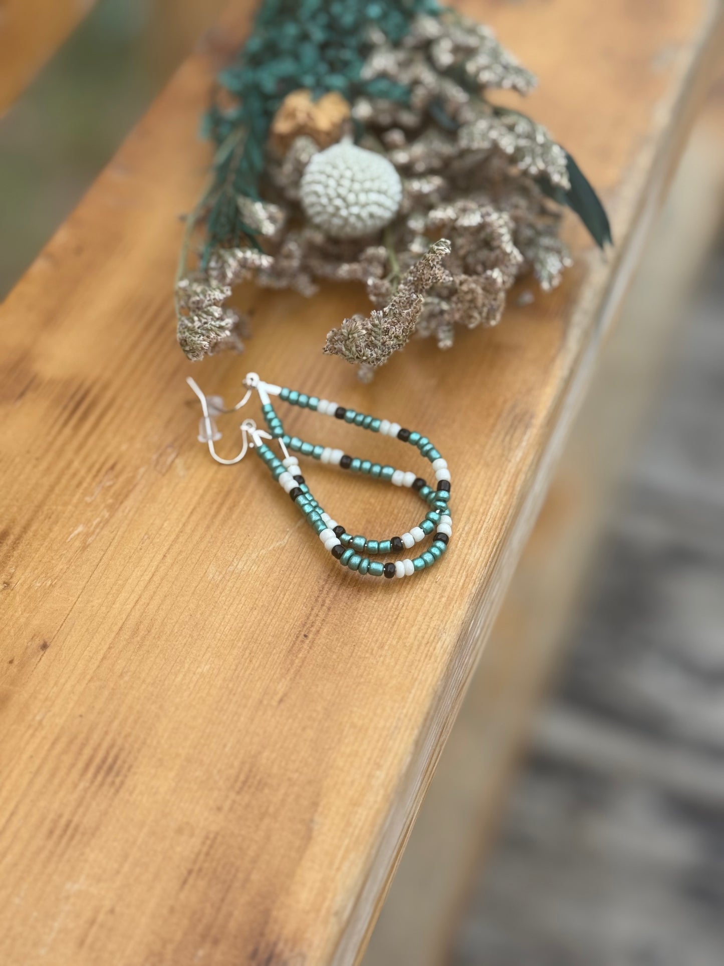 Tear drop seed bead earrings