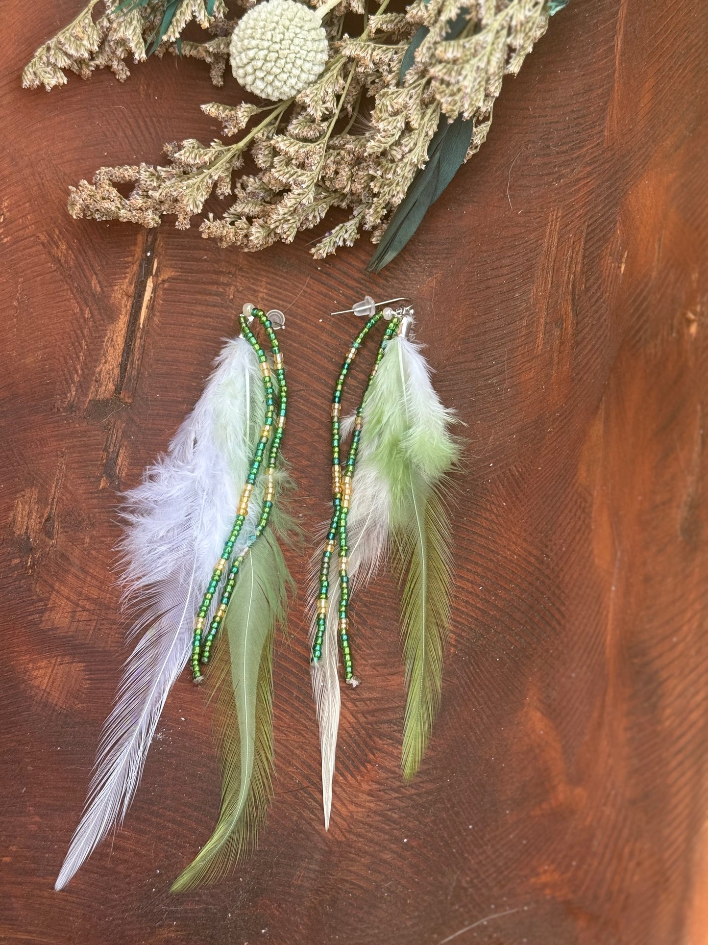 Boho feather earrings