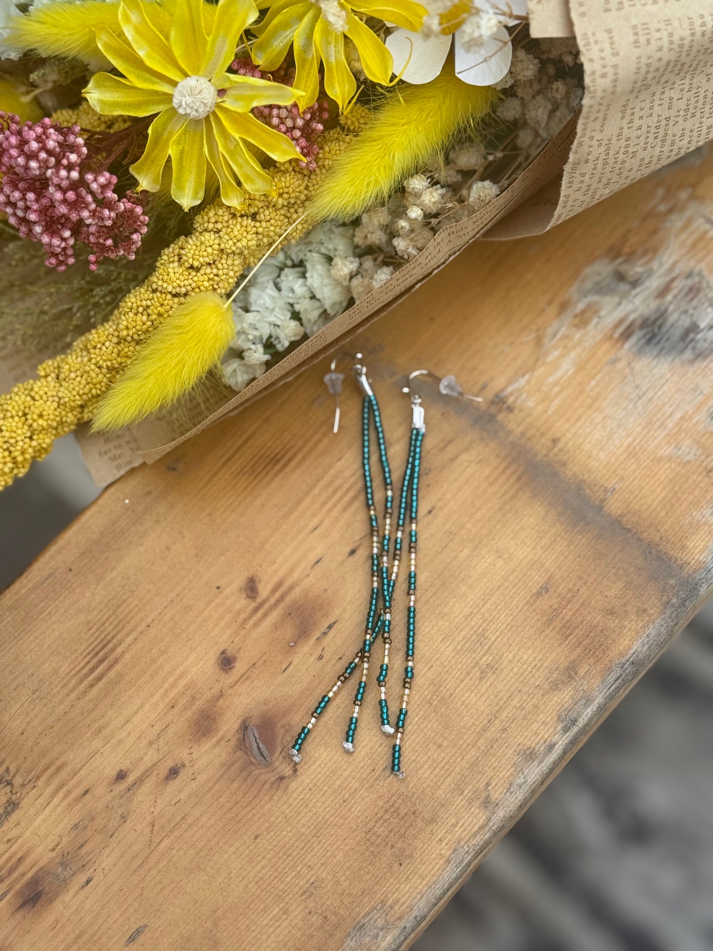 Long seed bead earrings