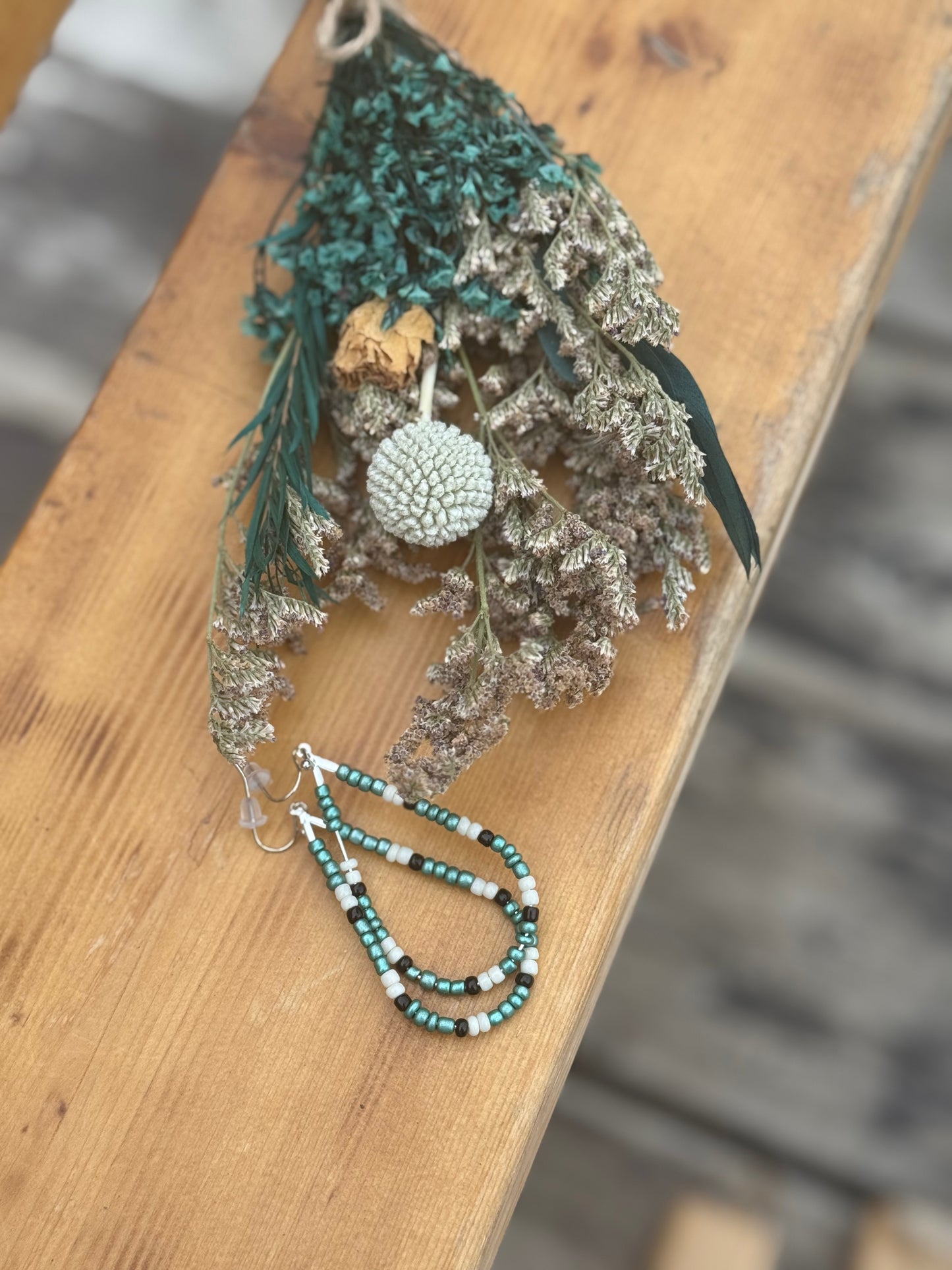 Tear drop seed bead earrings