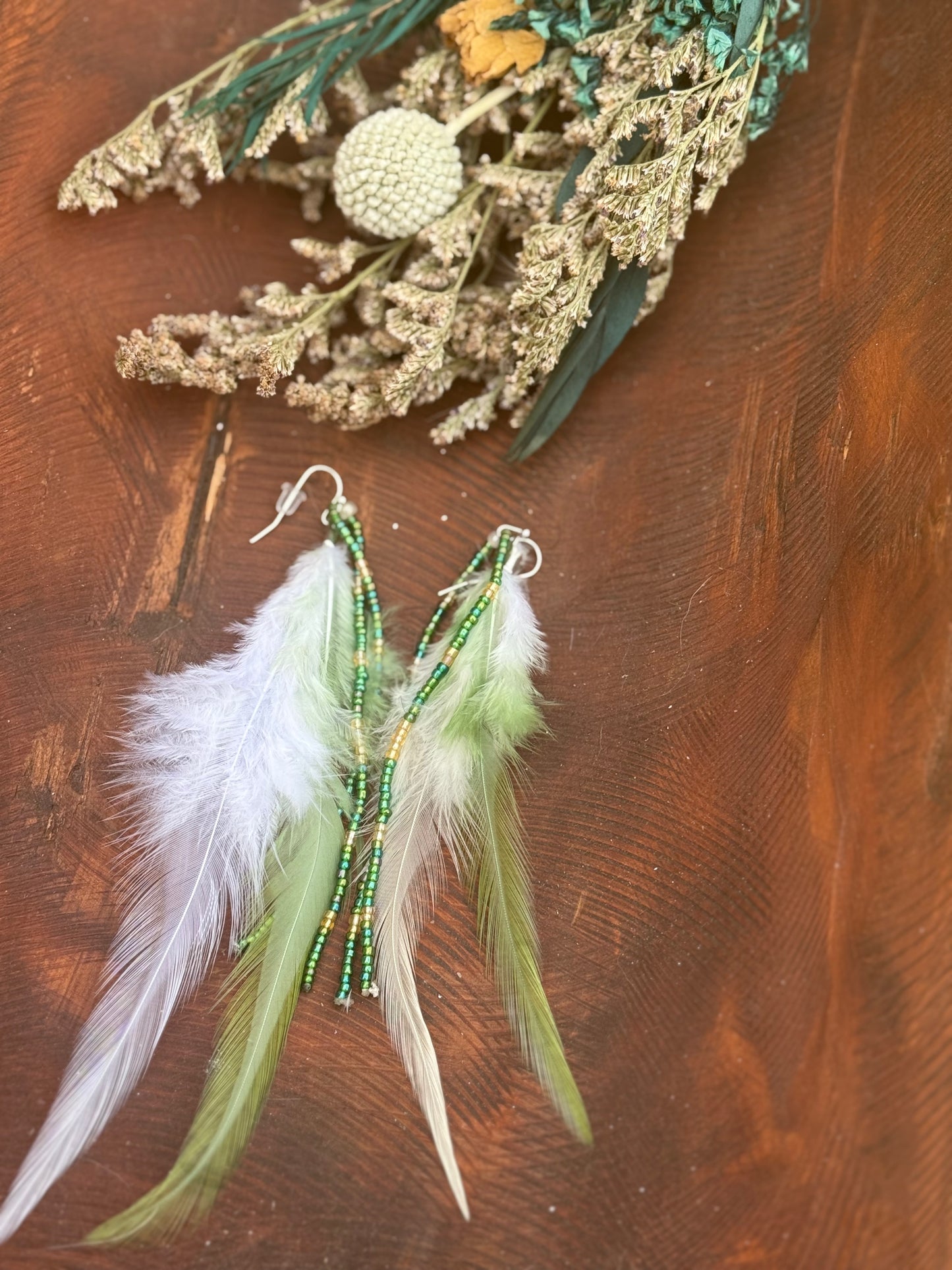 Boho feather earrings