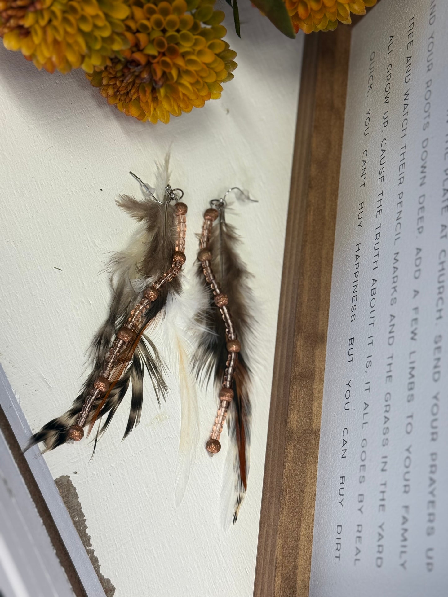 Boho feather earrings