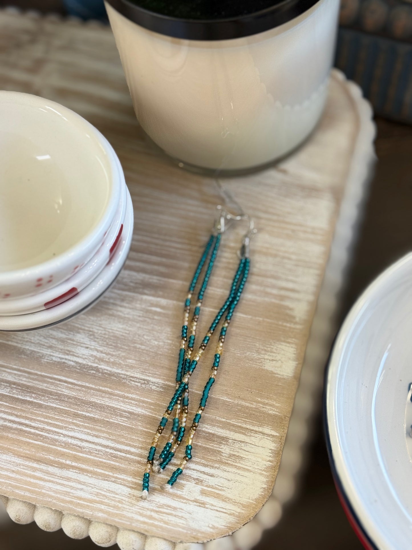 Long seed bead earrings