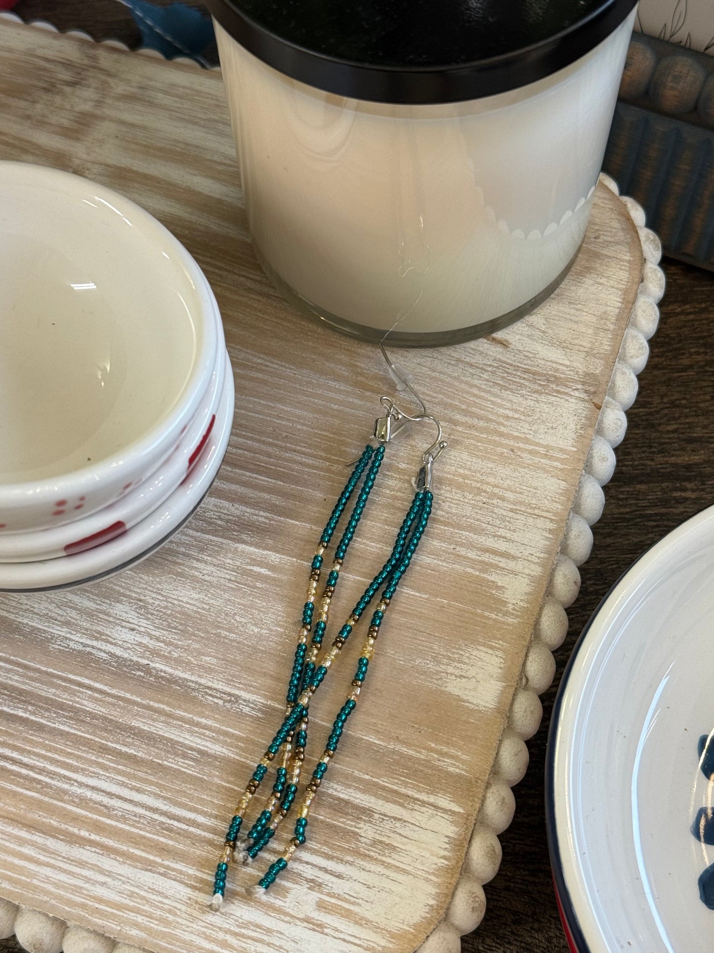 Long seed bead earrings