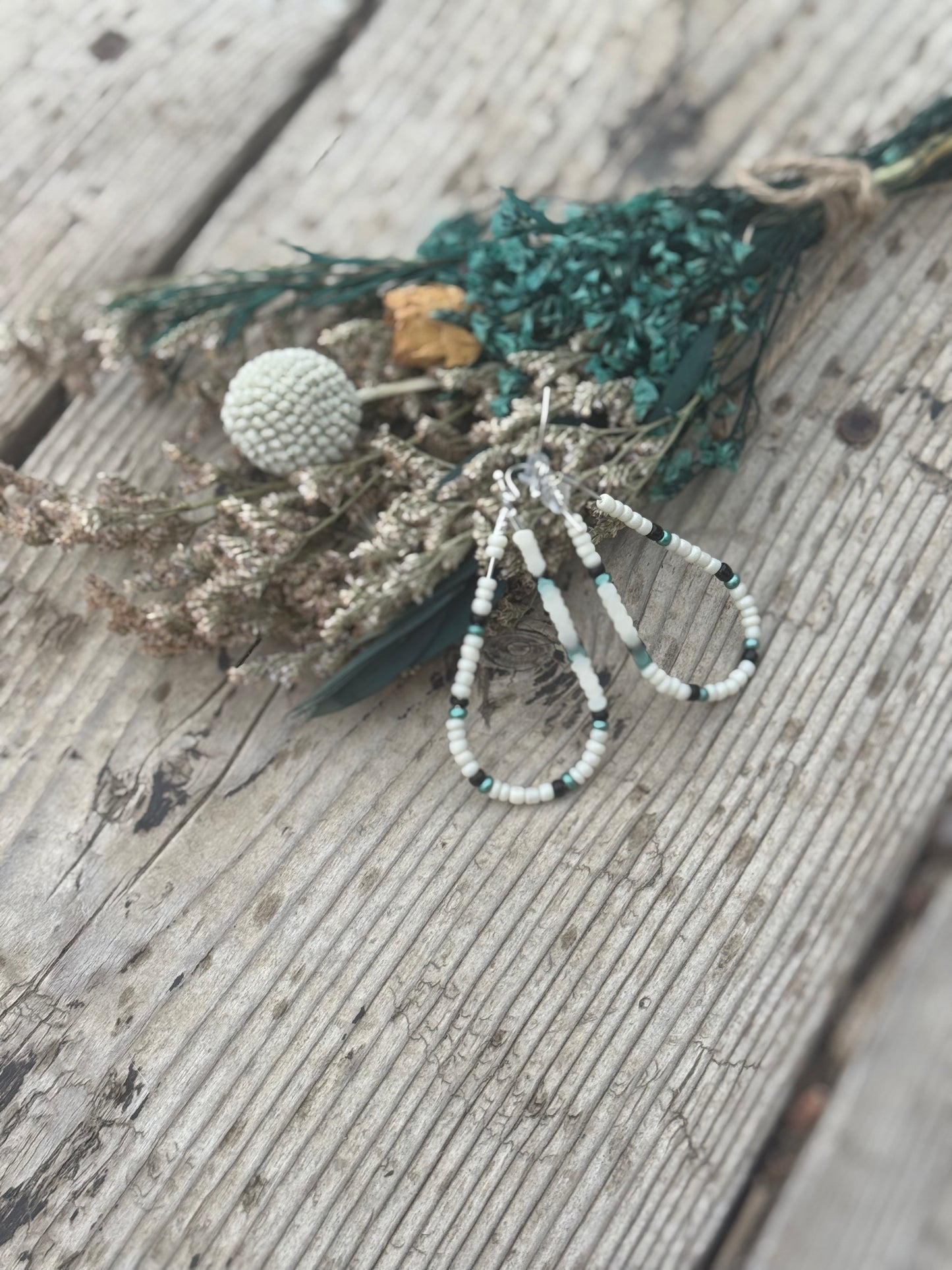 Teardrop seed bead earrings