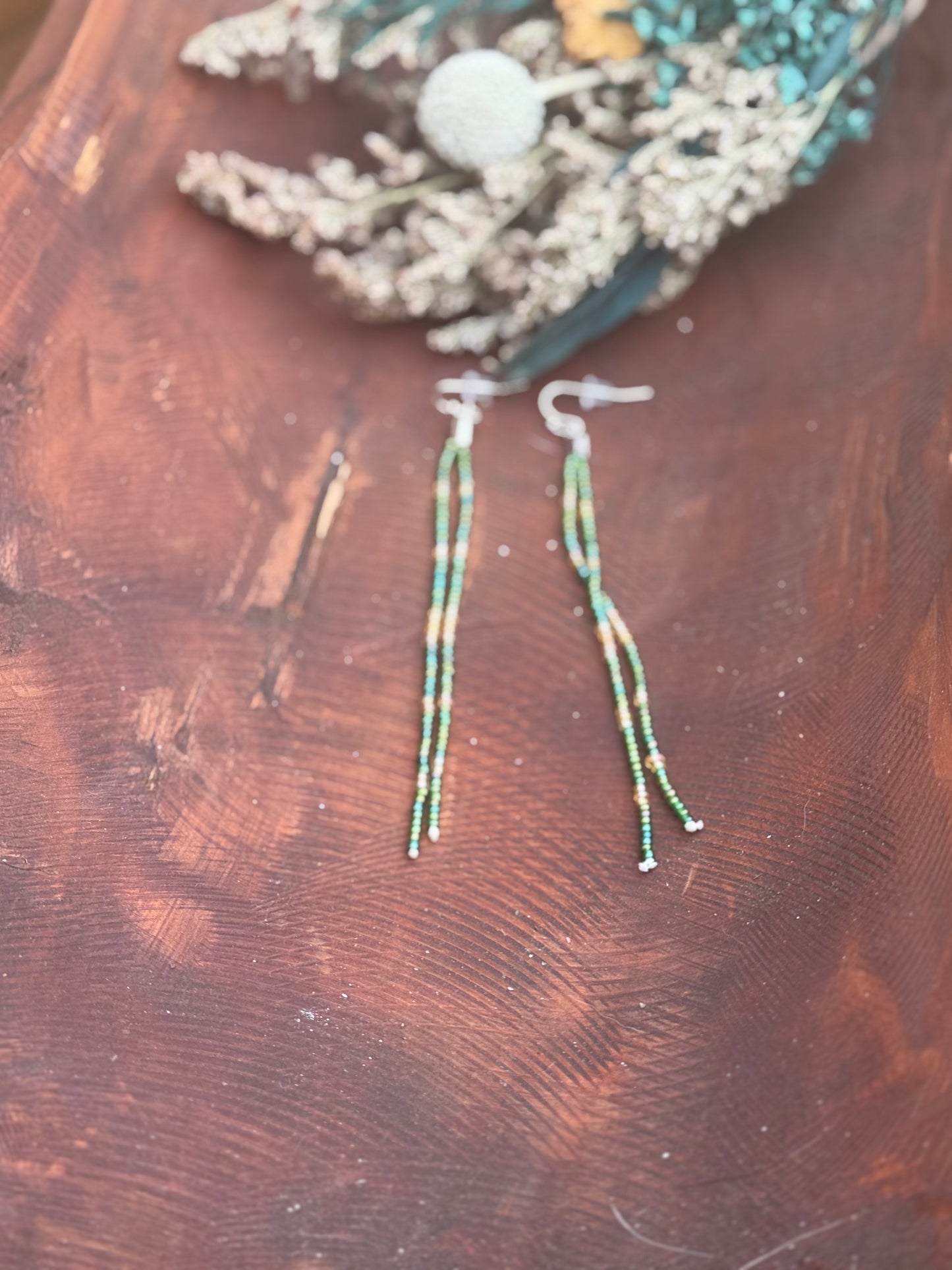 Long seed bead earrings