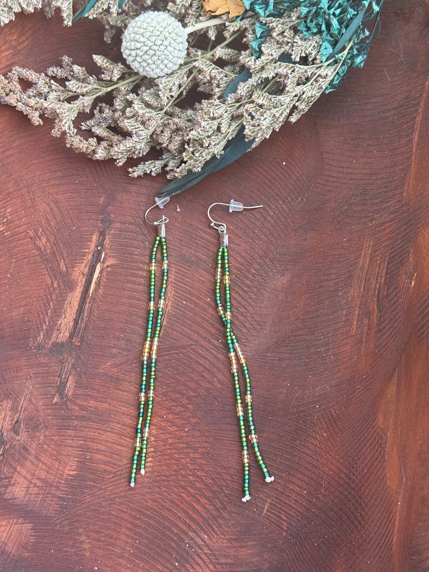 Long seed bead earrings