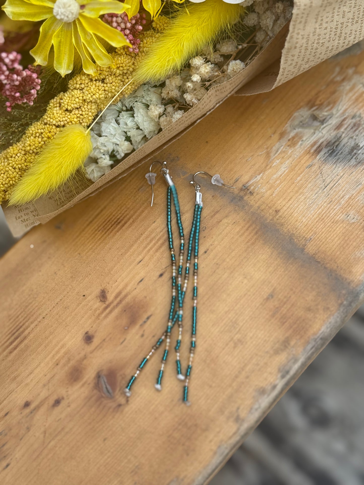 Long seed bead earrings
