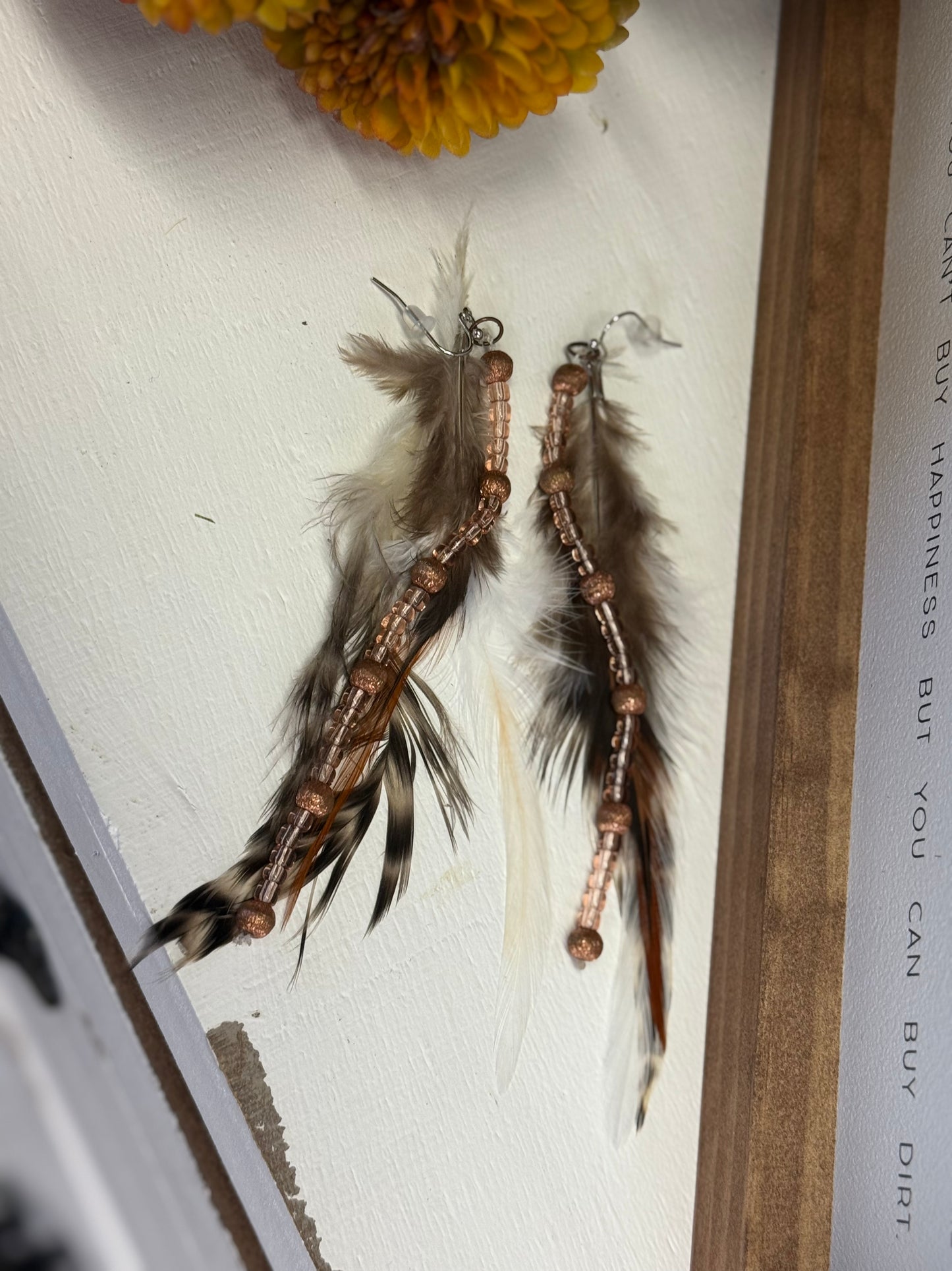 Boho feather earrings