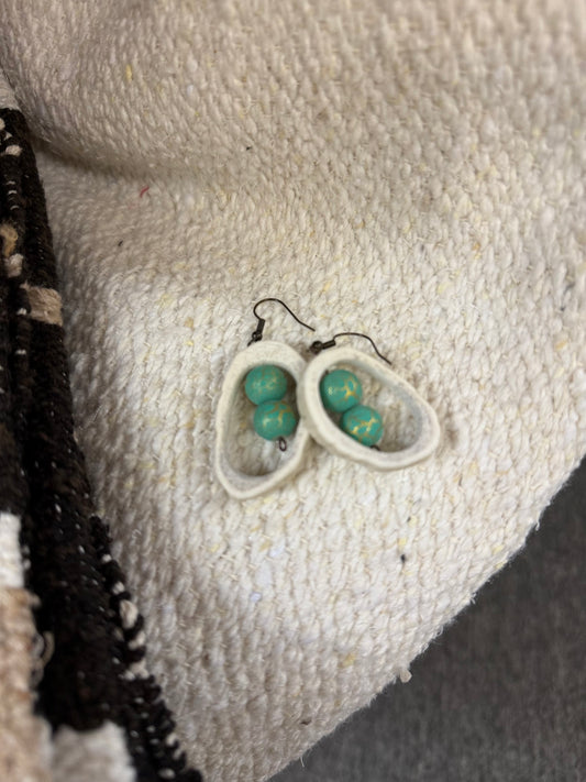 Green elk horn earrings